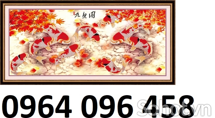tranh gạch dán tường 3d hoa mẫu đơn cá chép - GV32