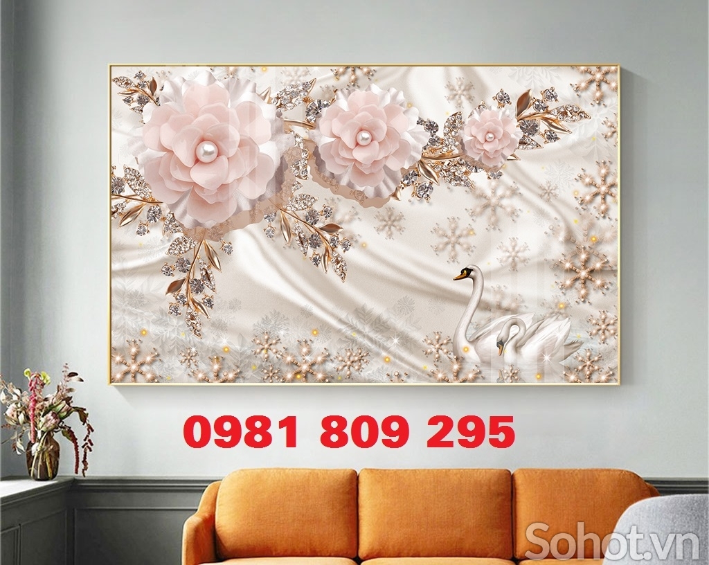 Gạch tranh 3d ốp tường hoa ngọc JHG6