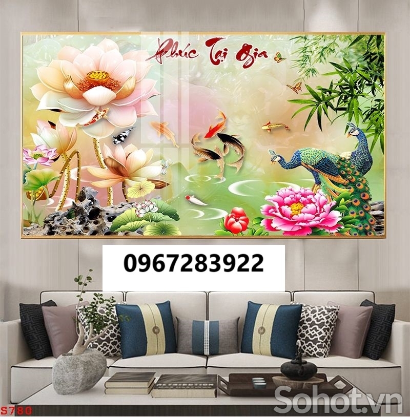 Tranh gạch đẹp trang trí hoa sen