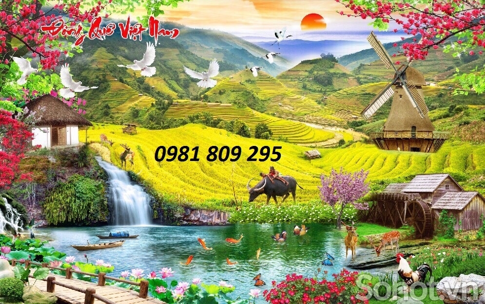 Tranh 3d cảnh đồng quê - tranh gạch 3d đồng quê