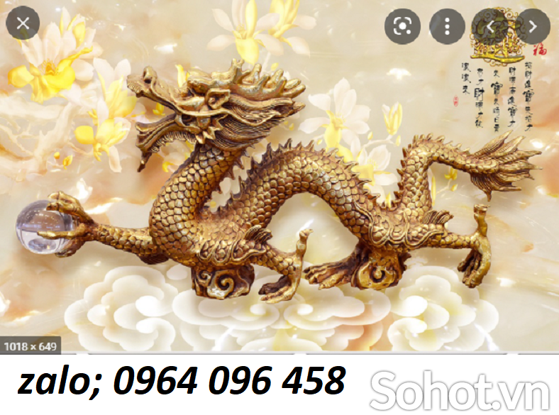 Tranh rồng 3d phong thủy - tranh gạch 3d ốp tường - SXVC633