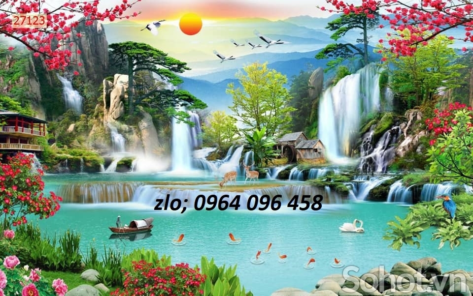Tranh gạch 3d ốp tường phong cảnh sông nước - 876CVB