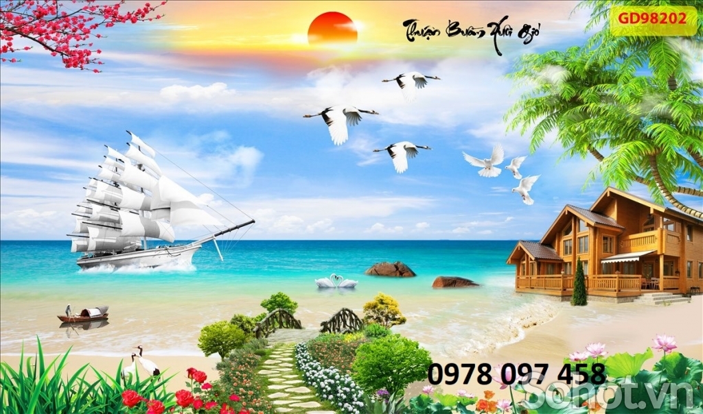 Tranh trang trí phòng khách - tranh gạch men