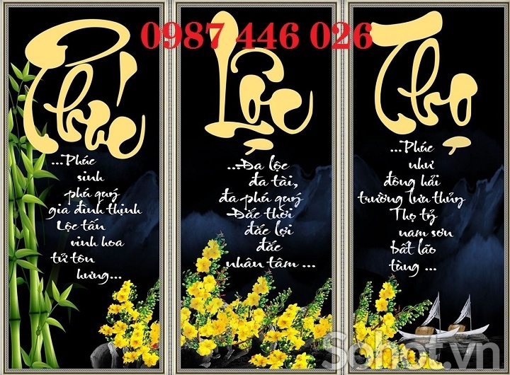 Tranh gạch men Phúc Lộc Thọ HP9722