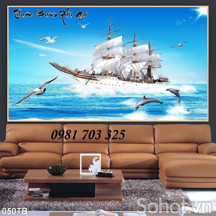 Tranh gạch 3D hình thuyền buồm