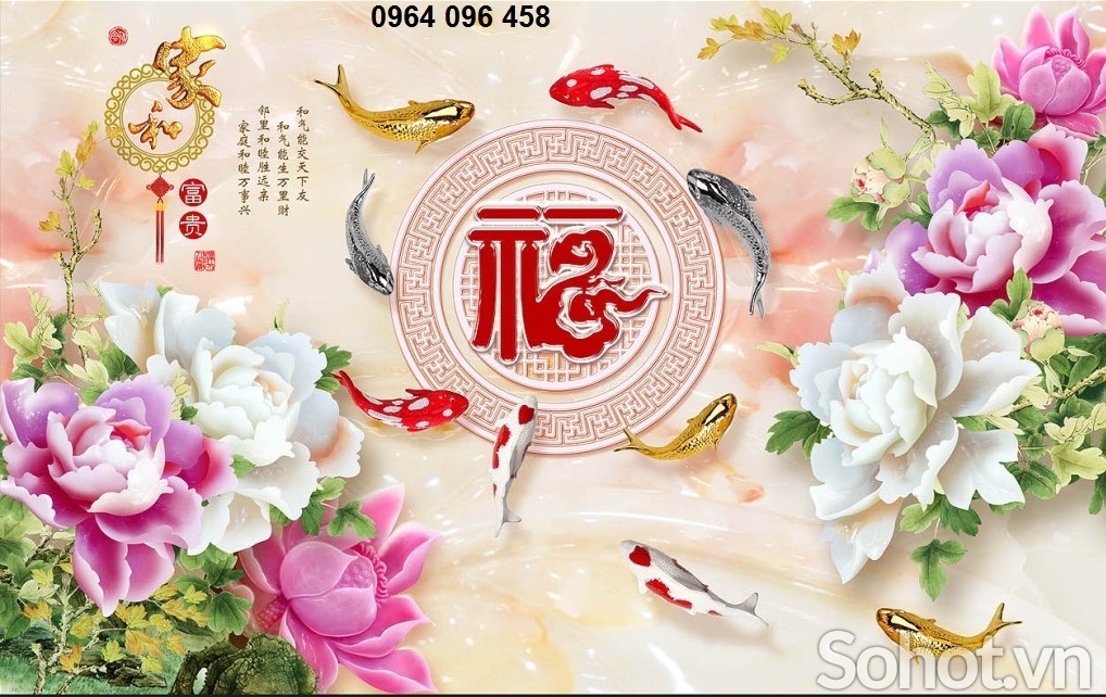 Tranh gạch 3d cửu ngư quần hội - 022XP