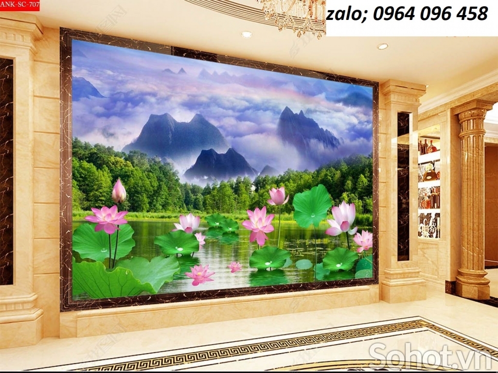 Tranh gạch 3d hoa sen dán tường - XCCC33D