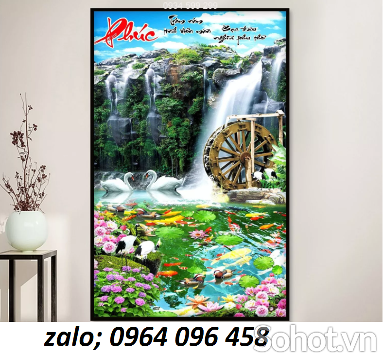 Tranh 3d phong thủy cá chép KMNB6