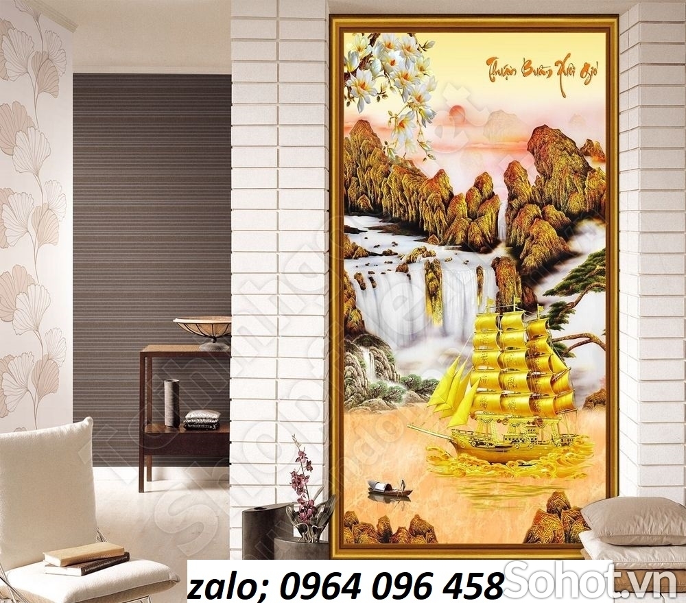 Tranh gạch 3d ốp tường thuận buồm xuôi gió - MCNV33