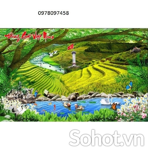 Tranh gạch men phong cảnh ruộng bậc thang