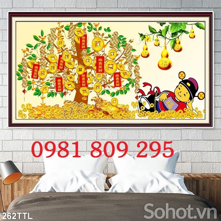Tranh kim tiền trang trí tường 3D GP976