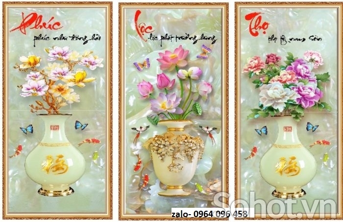 Tranh gạch 3d ốp tường phú lộc thọ - LKG44