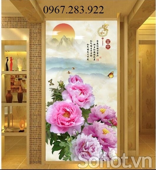 Tranh 3D- Tranh gạch hoa khổ dọc