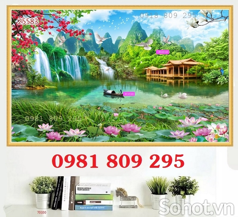 Tranh gạch trang trí phòng khách