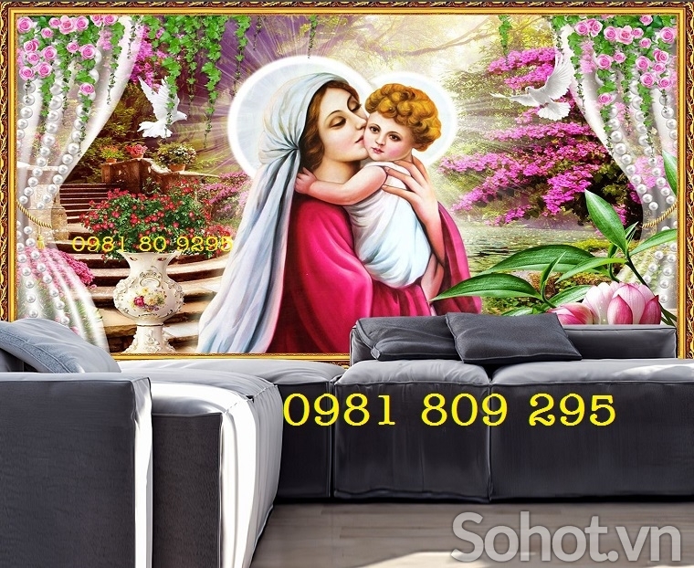 Gạch 3d Đức Mẹ Maria - tranh gạch thiên chúa