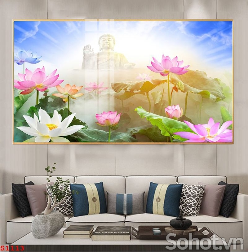 Tranh hoa sen ốp tường