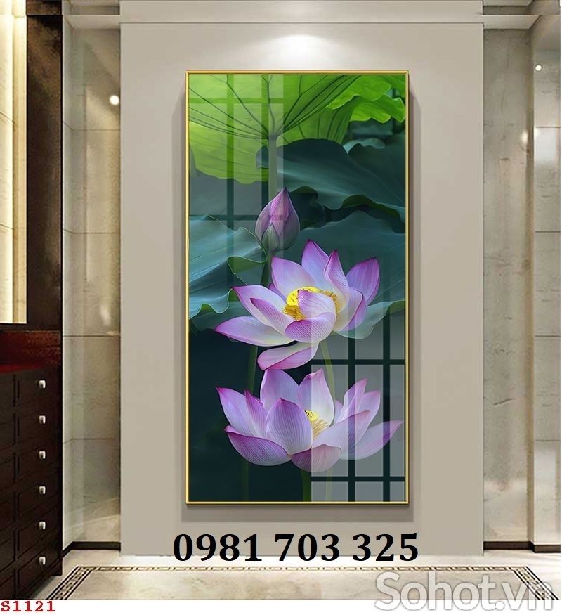 Tranh gạch 3d trang trí hoa sen