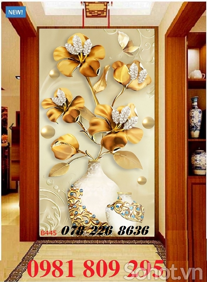 tranh gạch 3d bình hoa - gạch tranh ốp tường
