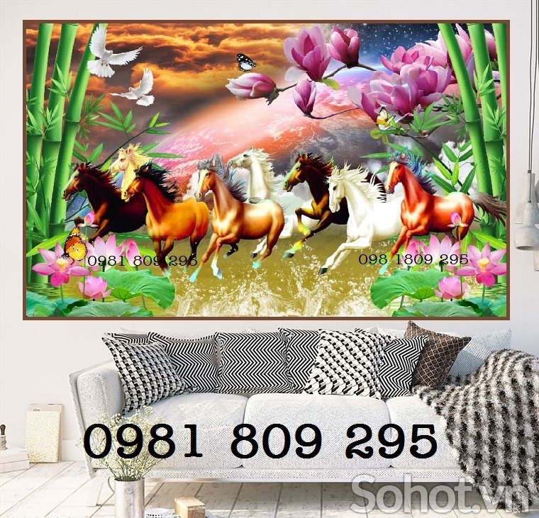Gạch ốp tường 3d , tranh mã đáo thành công HN9291