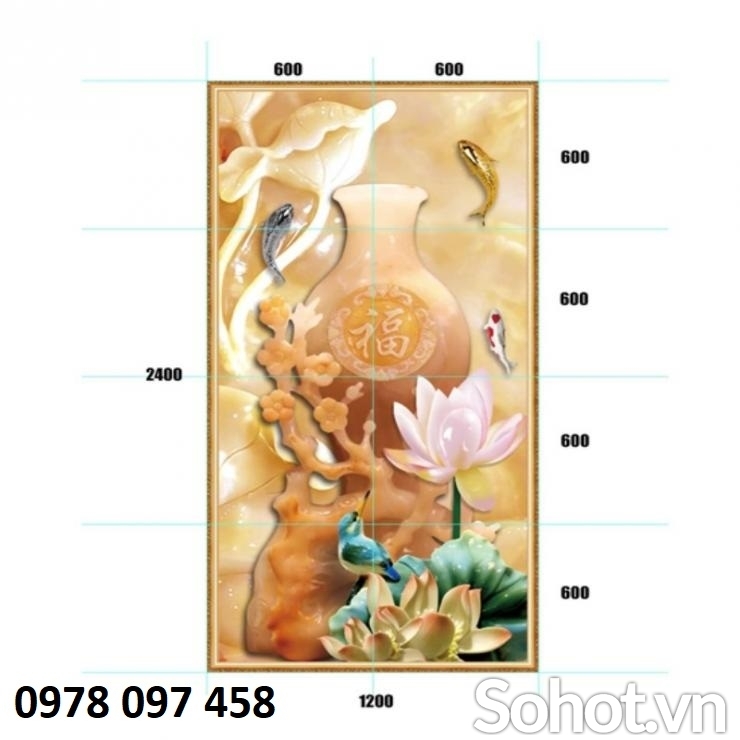 Tranh họa tiết hoa 3D trang trí tường