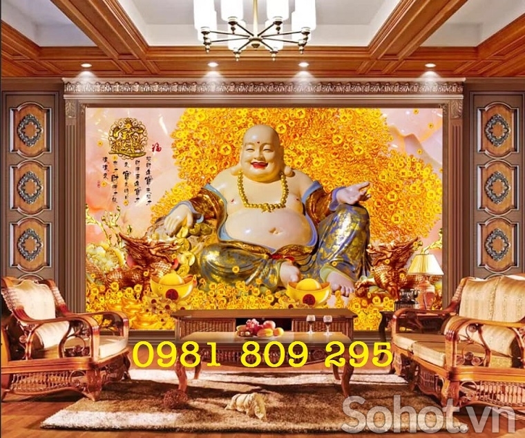 Tranh ốp tường gạch tranh cây tiền thần tài