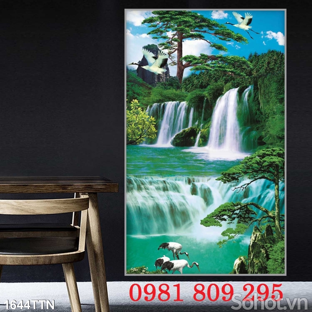 Gạch tranh 3d thác nước khổ đứng HGG4
