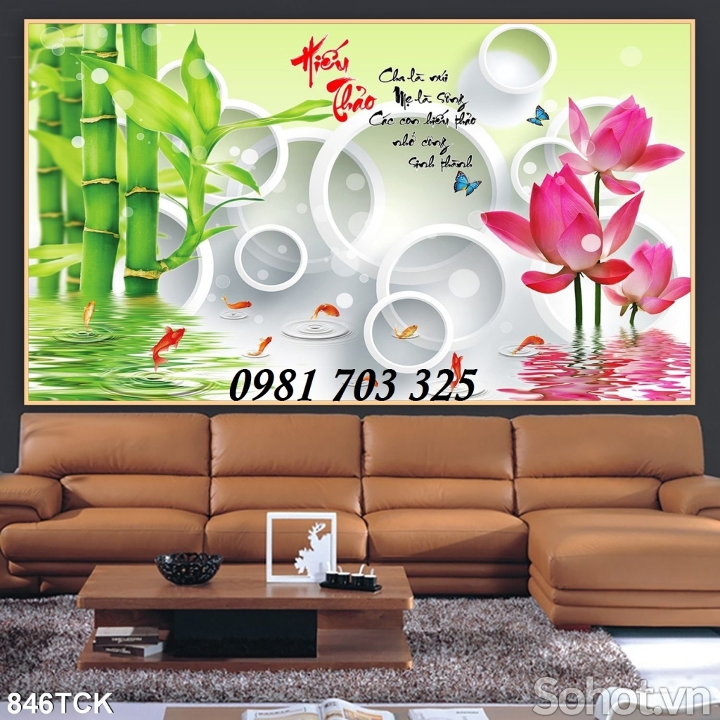 Tranh hoa sen ốp tường