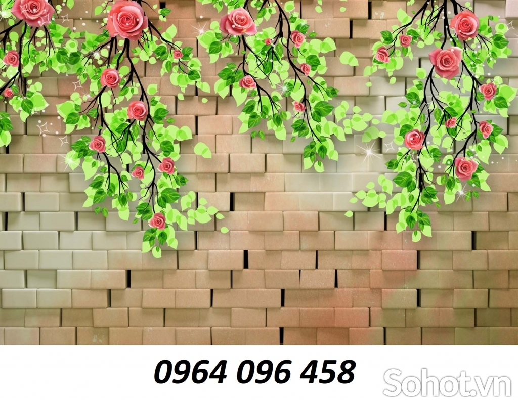 Tranh gạch 3d ốp tường hoa hồng leo - 7998CBB