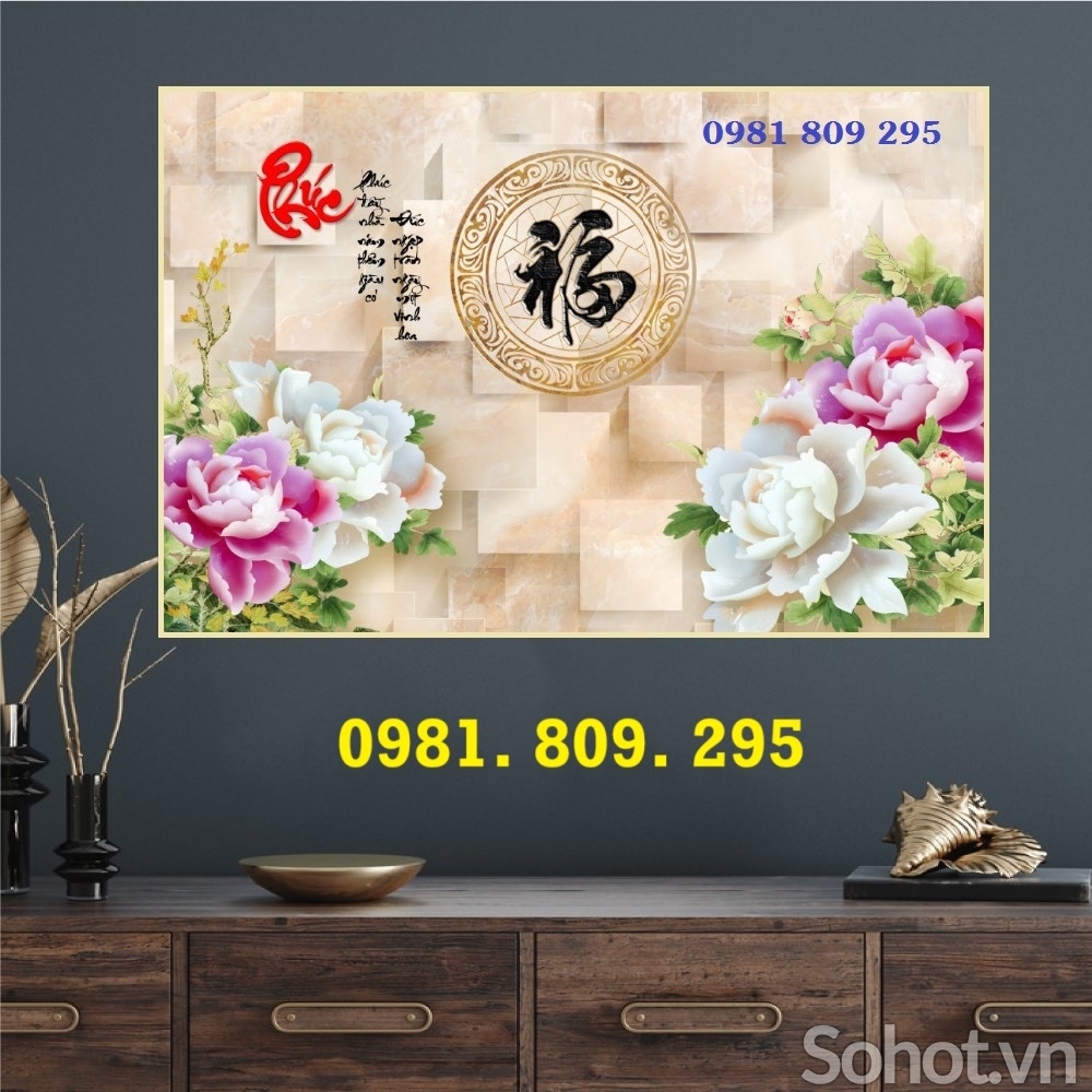 Tranh 3d , gạch tranh 3d , hoa mẫu đơn