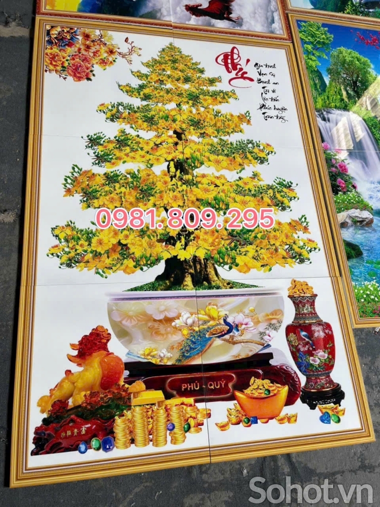 Trang trí 3d , gạch tranh hoa mai 3d