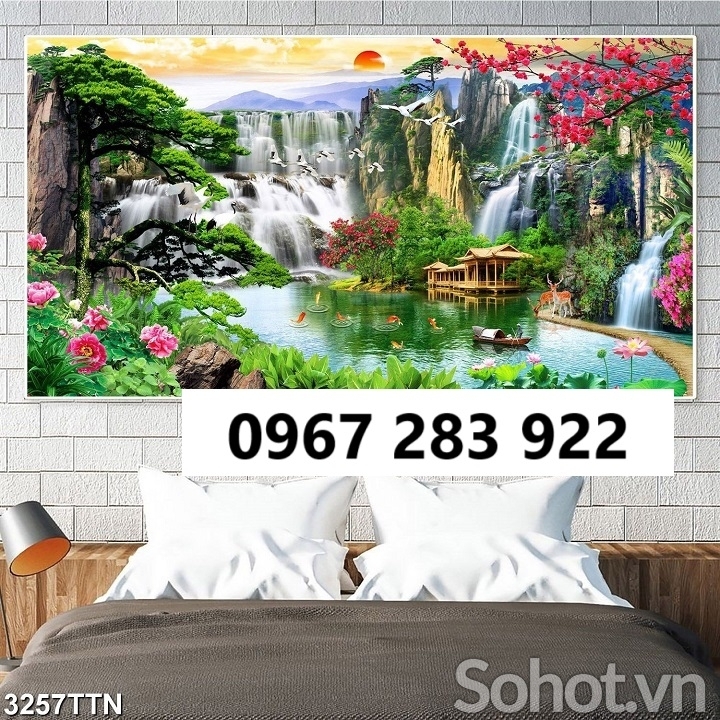 Tranh gạch 3d cảnh thác nước