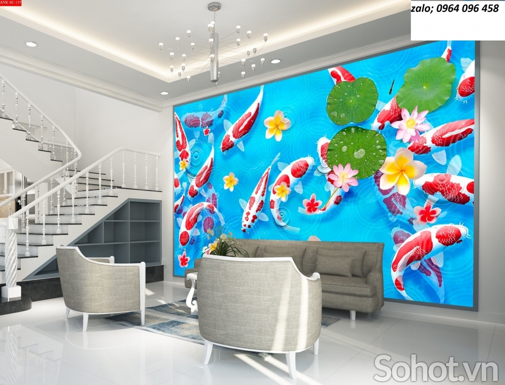 Tranh gạch 3d cá chép vàng - NCX21