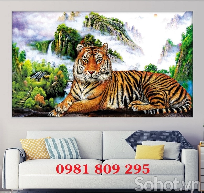 Tranh gạch 3d con hổ
