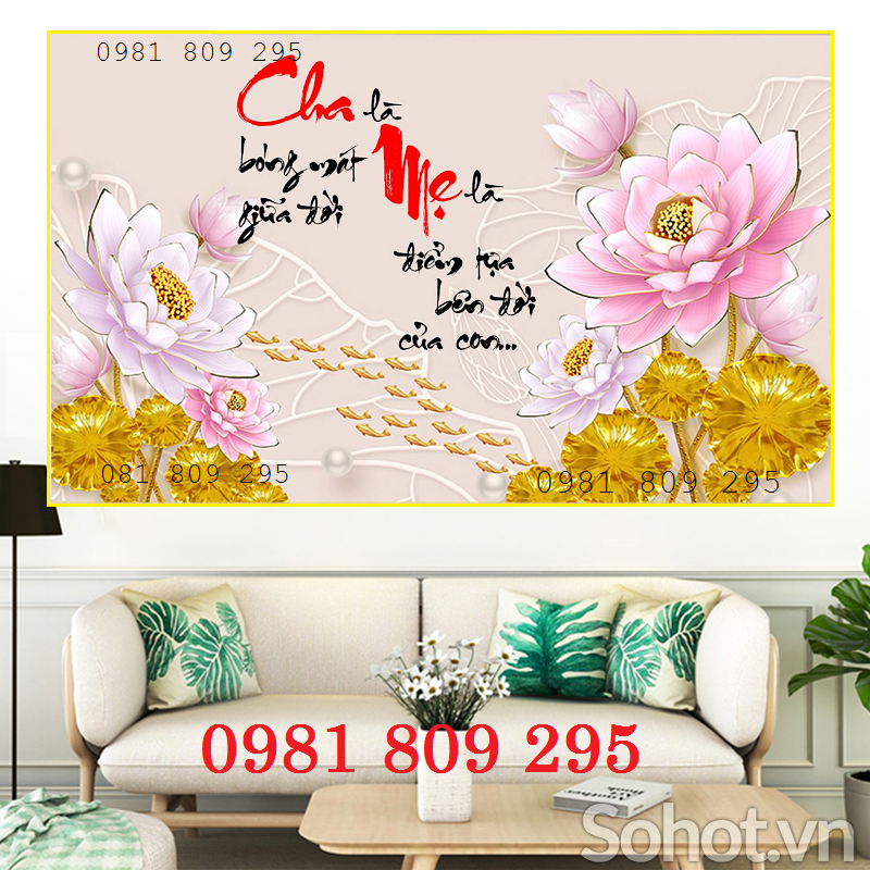Gạch tranh hoa sen Cha Mẹ