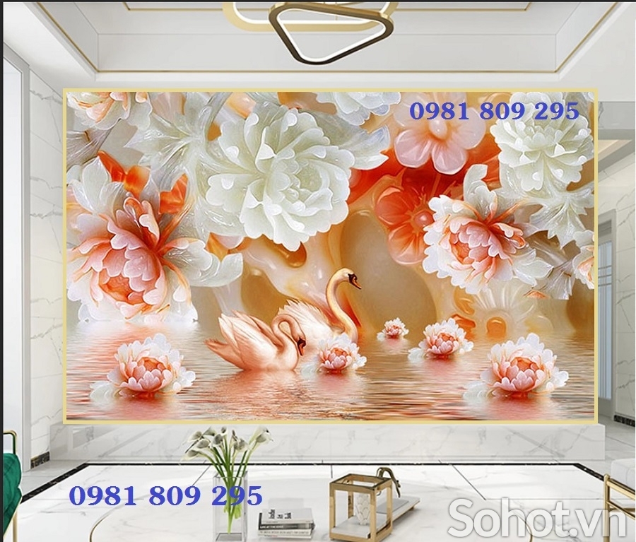 Tranh 3d , gạch tranh 3d , hoa mẫu đơn