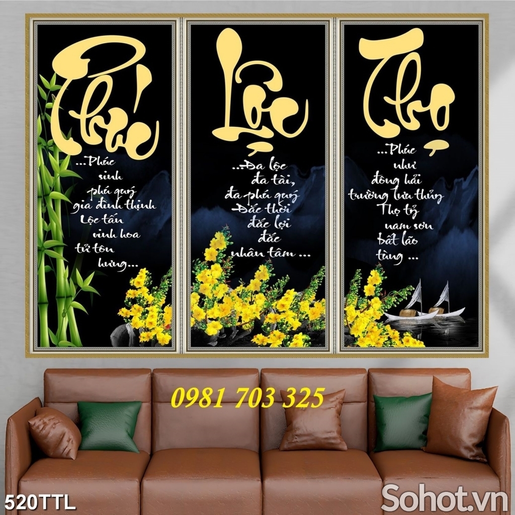 Tranh phúc lộc thọ, tranh gạch men