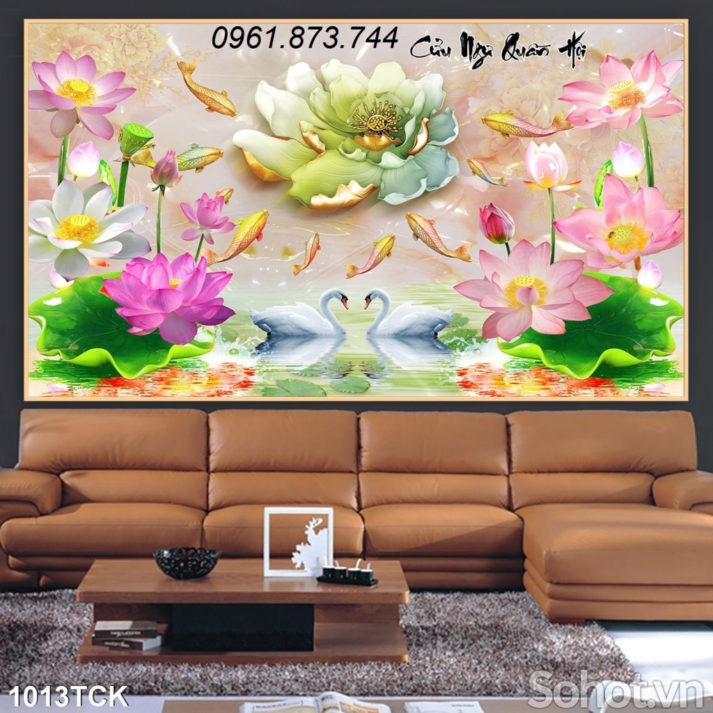 Tranh 3D hoa sen-Tranh treo tường