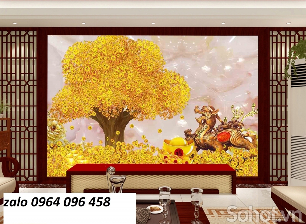 Gạch tranh 3d ốp tường cây kim tiền - 322XCC