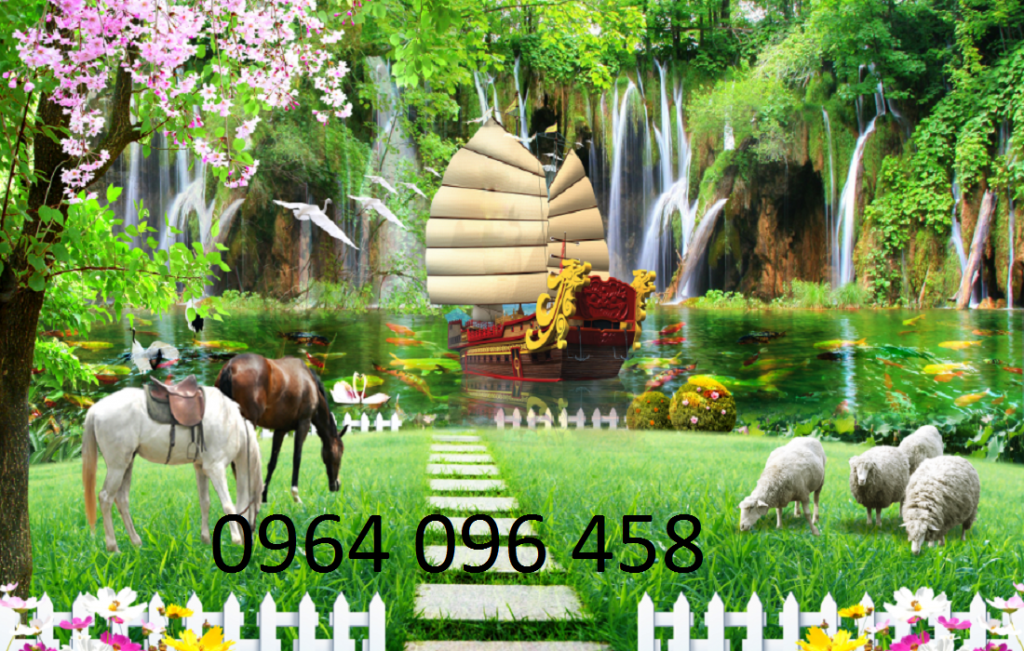 tranh gạch 3d phong cảnh phòng khách - 34DV