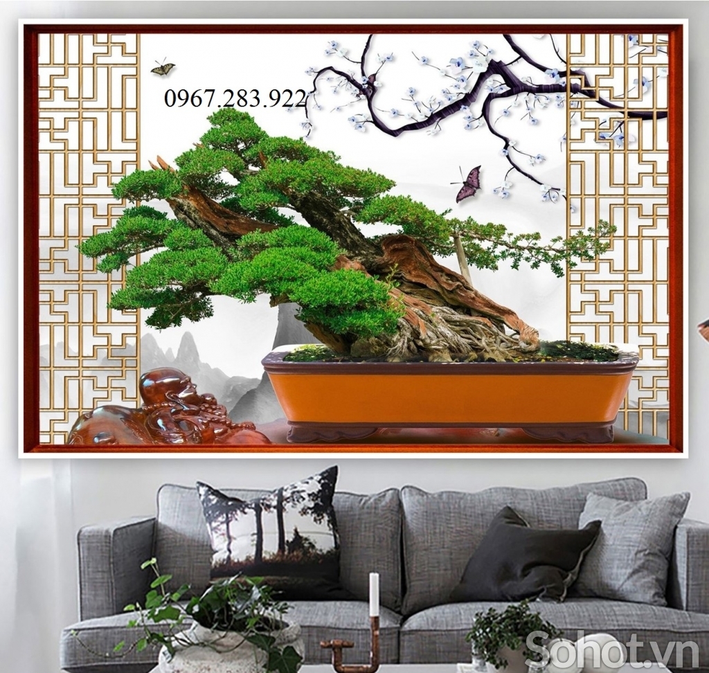Tranh 3D cây bonsai cao cấp- Tranh ốp tường