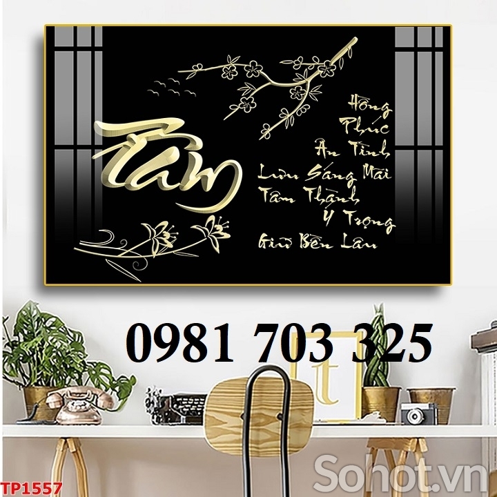 Tranh gạch 3D thư pháp đẹp