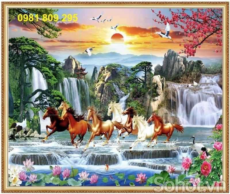 Tranh gạch ốp tường Mã Đáo thành công HP633