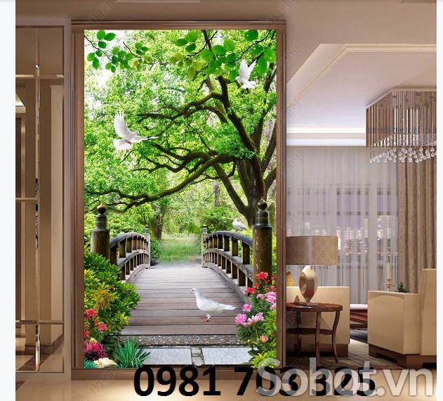 Tranh gạch đẹp khổ đứng 3d trang trí