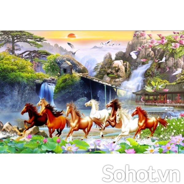 tranh cong ngựa 3d phong thủy - tranh gạch 3d