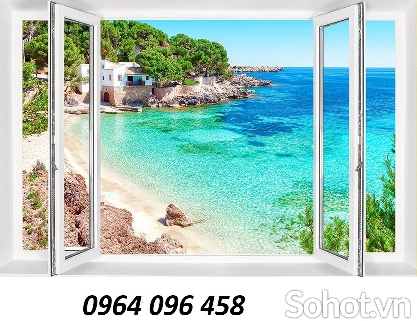 Tranh gạch ốp tường cửa sổ 3d - HCN43