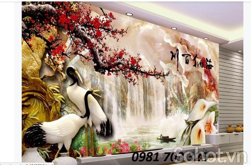 tranh 3D tùng hạc, gạch tranh