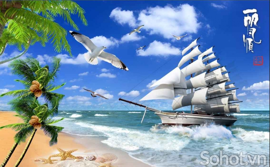Tranh gạch 3d thuyền buồm - SZXXC42