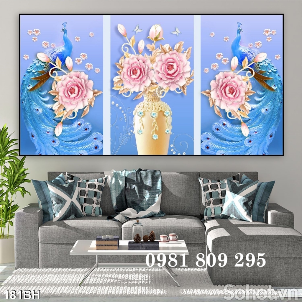 Gạch 3d chim công , gạch tranh