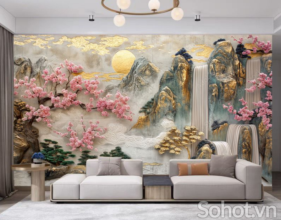 Tranh gạch trang trí phòng khách 3d - GFD32