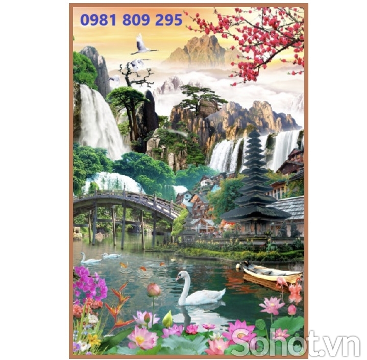 Tranh gạch thác nước 3d , gạch